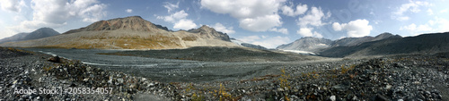 Panoramic view of Alaska mountains and glacial terrain.