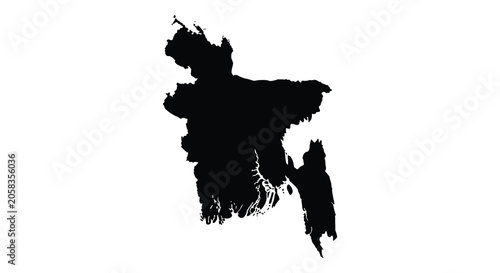 Bangladesh map silhouette against a white background