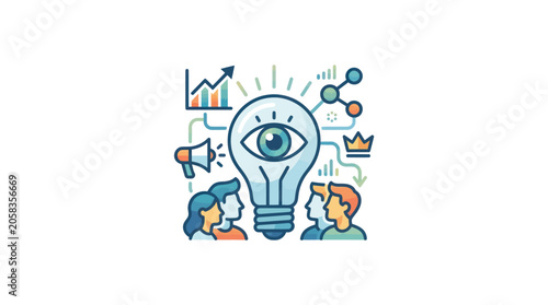 Canvas-taulu Light Bulb with Eye and People.
