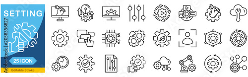 Foto Settings icon set. Editable line icons. Vector illustration