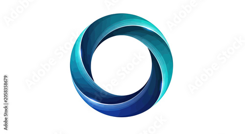 Abstract blue circular gradient swirl loop logo.