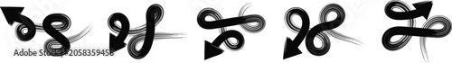 Hand Drawn Arrows on white background,  for graphic design various directions up two right and left vector illustration