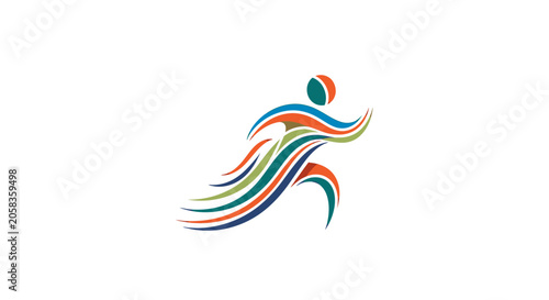 Abstract colorful logo of a person running fast.