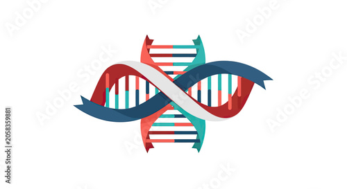Abstract DNA double helix with ribbon design.