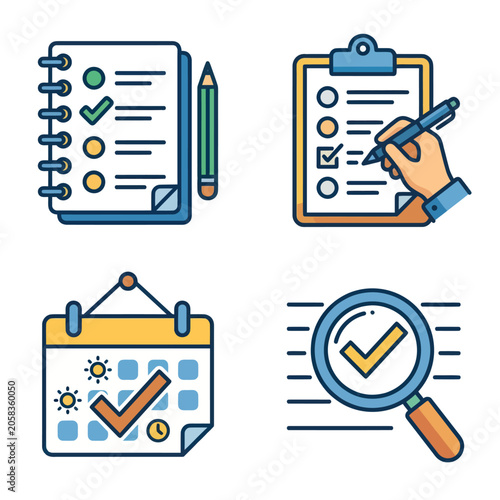 Картината върху платно Checklist clipboard with magnifying glass.