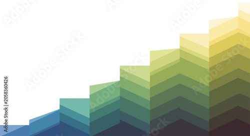 Abstract geometric staircase landscape in earth tones.