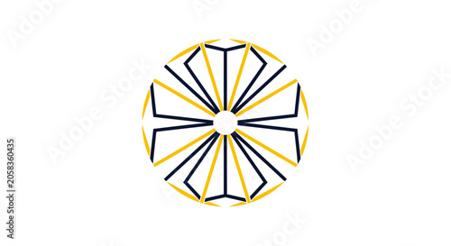 Abstract geometric sun flower line art logo