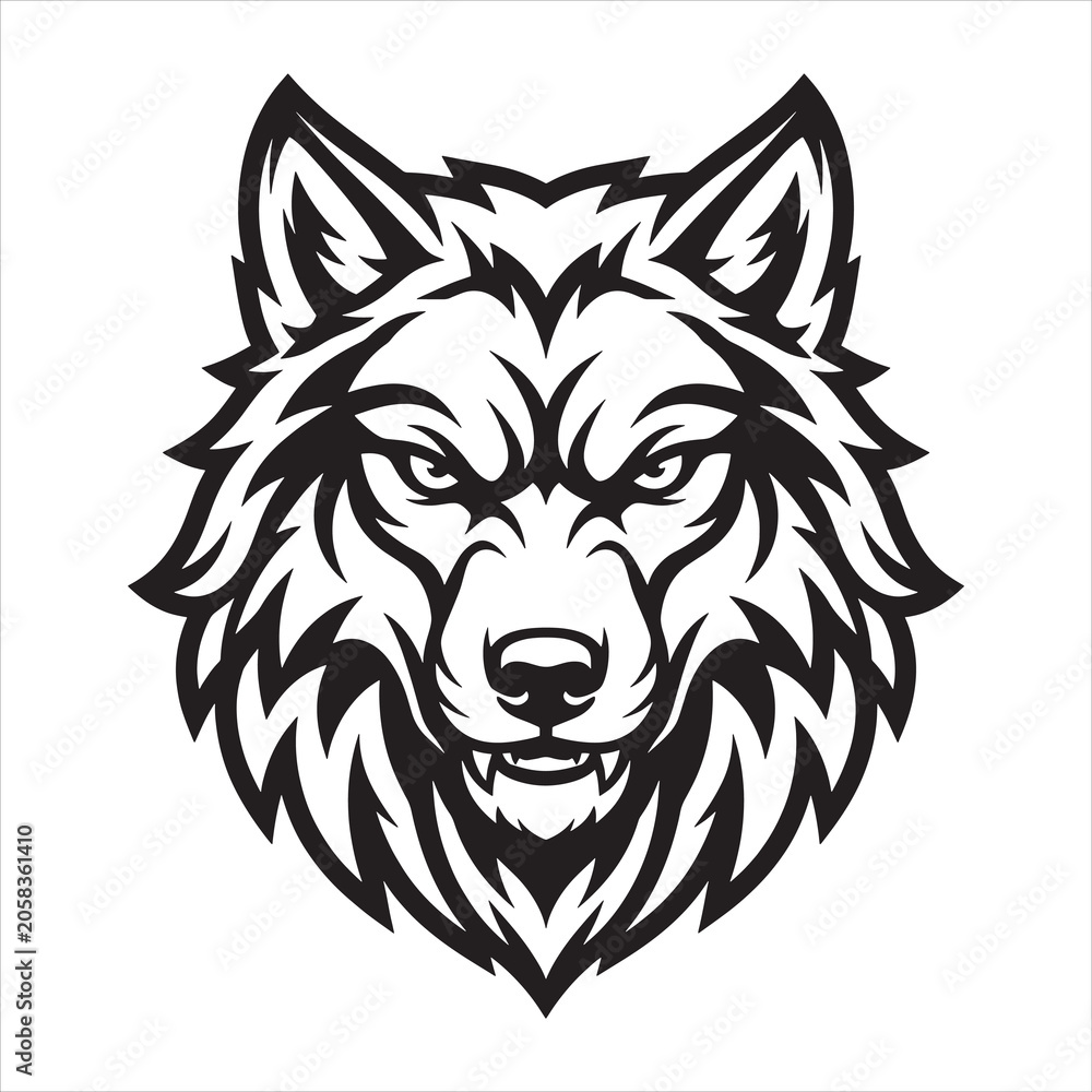 Fototapeta premium Fierce Wolf Head Mascot Vector Illustration