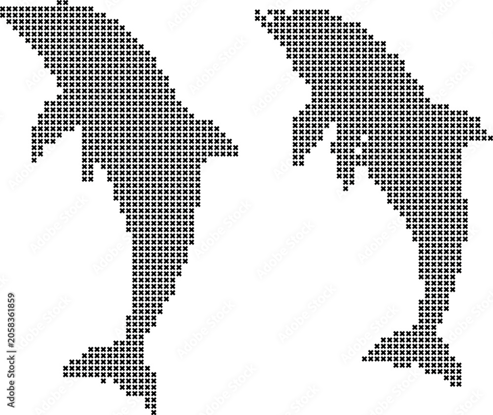 Obraz premium Pixel dolphin art stitch pattern simple graphic