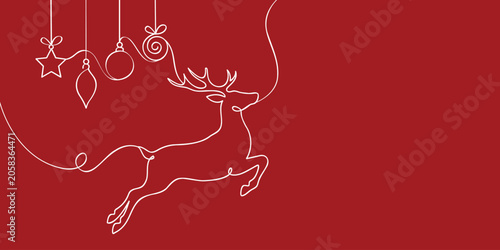Festive Christmas reindeer minimalist line art vector