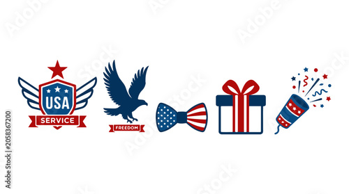 Fourth of July America Patriotic Symbols Eagle Bow Tie Gift Popper 4th of July America