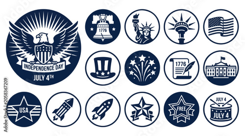 4th of July America Independence Day Icons Collection