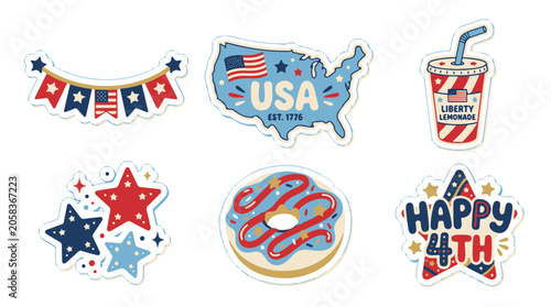 Happy 4th of July America Celebration Stickers