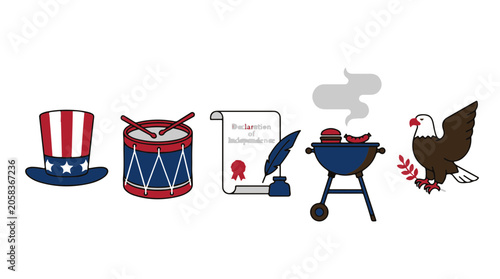Independence Day Celebration 4th of July America Icons for Graphic Design