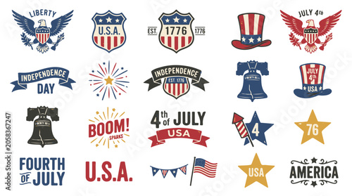 Patriotic 4th of July America Icons and Graphics Collection