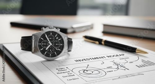 Elegant Luxury Watch and Investment Document on Office Desk