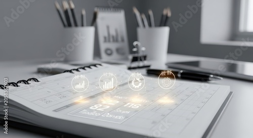 Futuristic Financial Analysis Workspace With Digital Charts and Growth Data