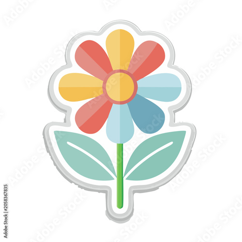 Colorful flat design flower icon with transparent background