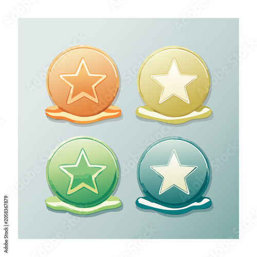 Colorful star icons in flat design style