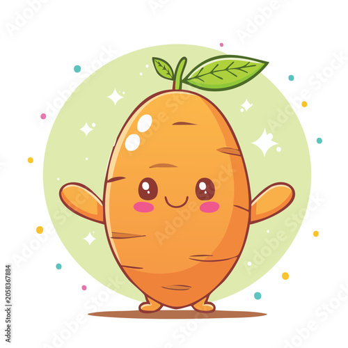 Cute cartoon carrot character with arms and smile