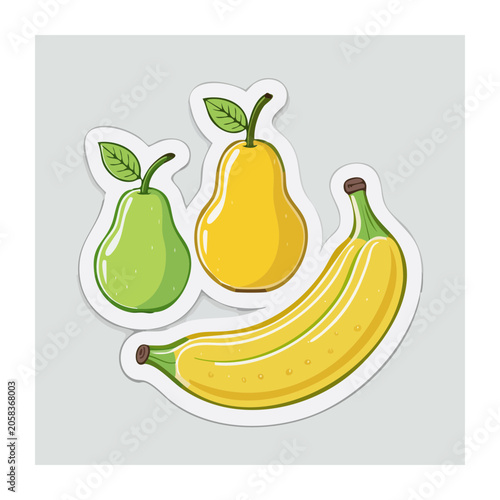 Flat Design Illustration of Pears and Banana