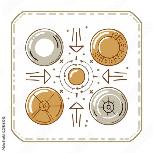 Minimalist Geometric Button Interface Icons