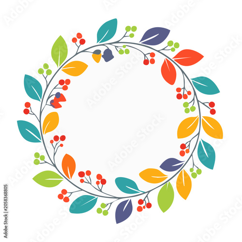 Colorful mandala with butterflies and leaves