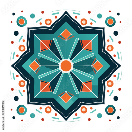 Geometric star hexagon pattern flat design