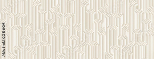 Obraz na płótnie seamless 3D wallpaper texture featuring an embossed, interlocking geometric Art Deco pattern of arches and vertical lines