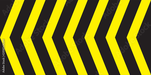 Fotografie Yellow and Black Chevron Warning Pattern Background With Caution Stripes for Saf