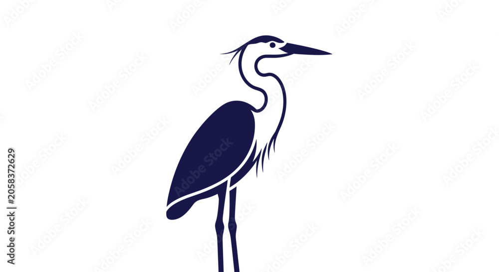 Fototapeta premium Blue heron wading bird logo