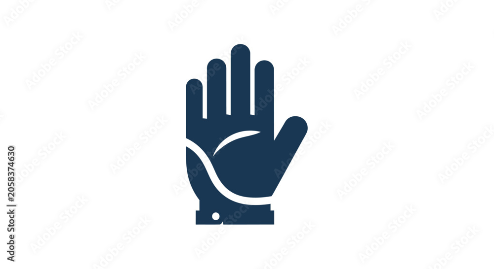Obraz premium Blue and white industrial safety glove icon