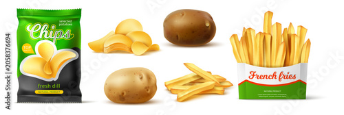 Fotografie Realistic potatoes and nosh snacks