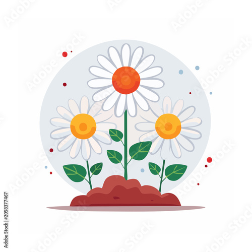 Flat design sunflower with leaves and seeds