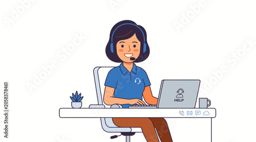 Businesswoman works on laptop in modern office setting with smartphone