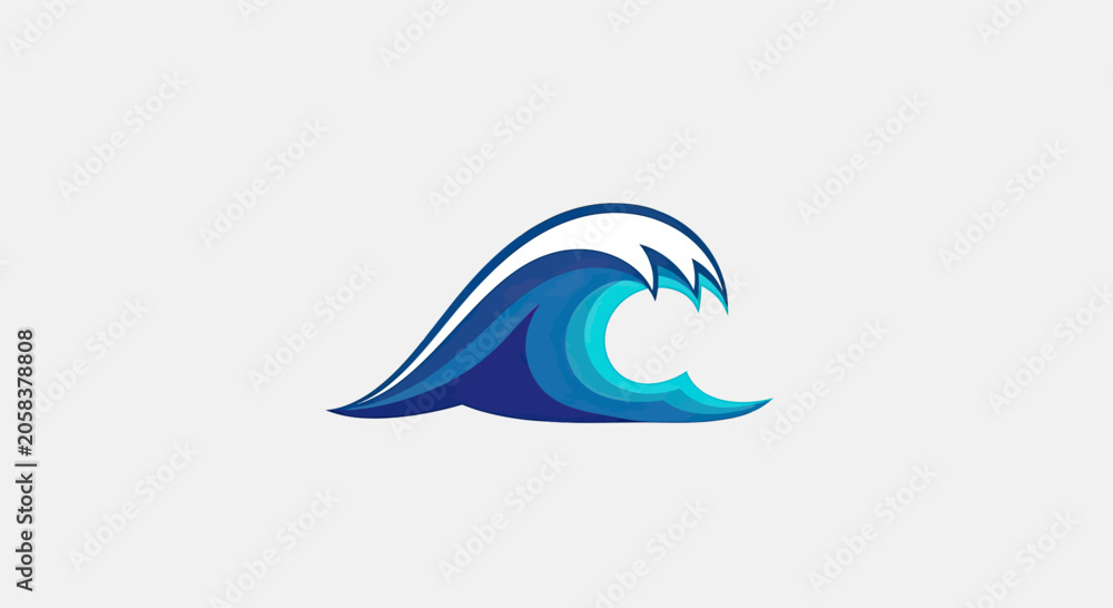 Naklejka premium Blue ocean wave surf icon.