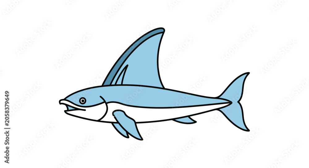 Obraz premium Blue shark fish marine life illustration