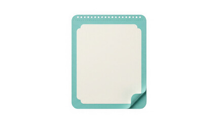 Turquoise page border with cream paper and curled corner isolated on transparent background
