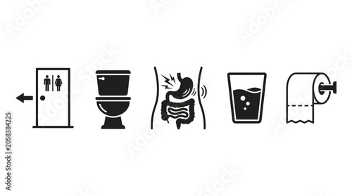 Digestive Health and Restroom Access Concept Icons