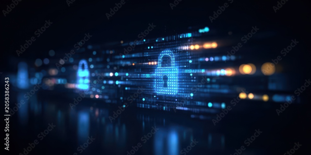 Obraz premium Precise authorization and authentication define cybersecurity while firewalling and monitoring enable a secure response via encryption.