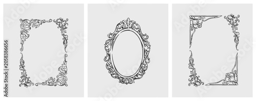 Elegant Ornate Frame Set, Vintage Decorative Borders Collection