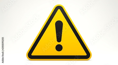 Yellow triangular warning exclamation mark sign
