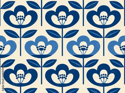 Gender neutral floral seamless vector background. Simple whimsical romantic 2 tone pattern. Kids, duvet cover, wallpaper, curtain and clothing, fashionable trendy print design scandi all over print.
