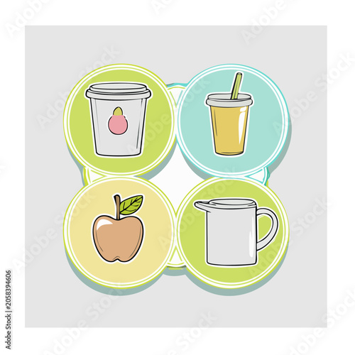 Flat design food and drink icon set