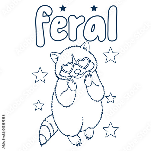 Feral Raccoon Cartoon Coloring Book Design