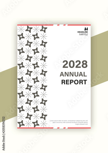 Modern annual report cover template with geometric pattern for A4 business document