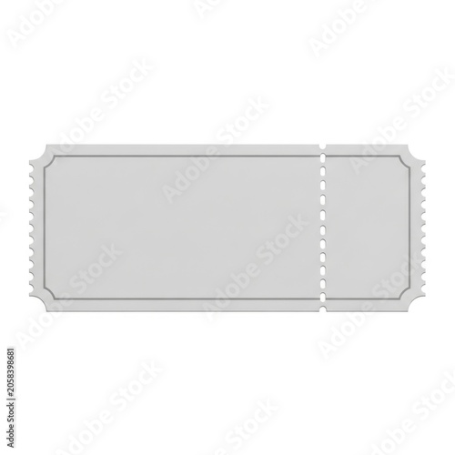 Blank event ticket with perforated edge isolated on white background