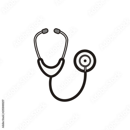 Medical stethoscope icon, doctor tool, healthcare symbol, black vector illustration