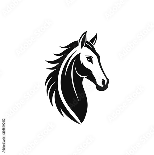 Black horse head, vector illustration, animal icon, silhouette style
