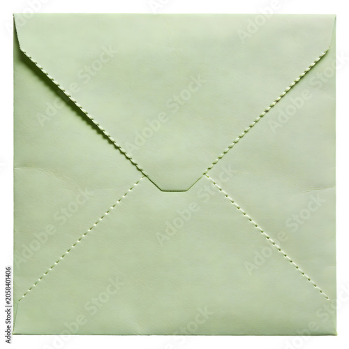 Light Green Fabric Envelope with Flap and Stitch Detailing for Stationery Usage